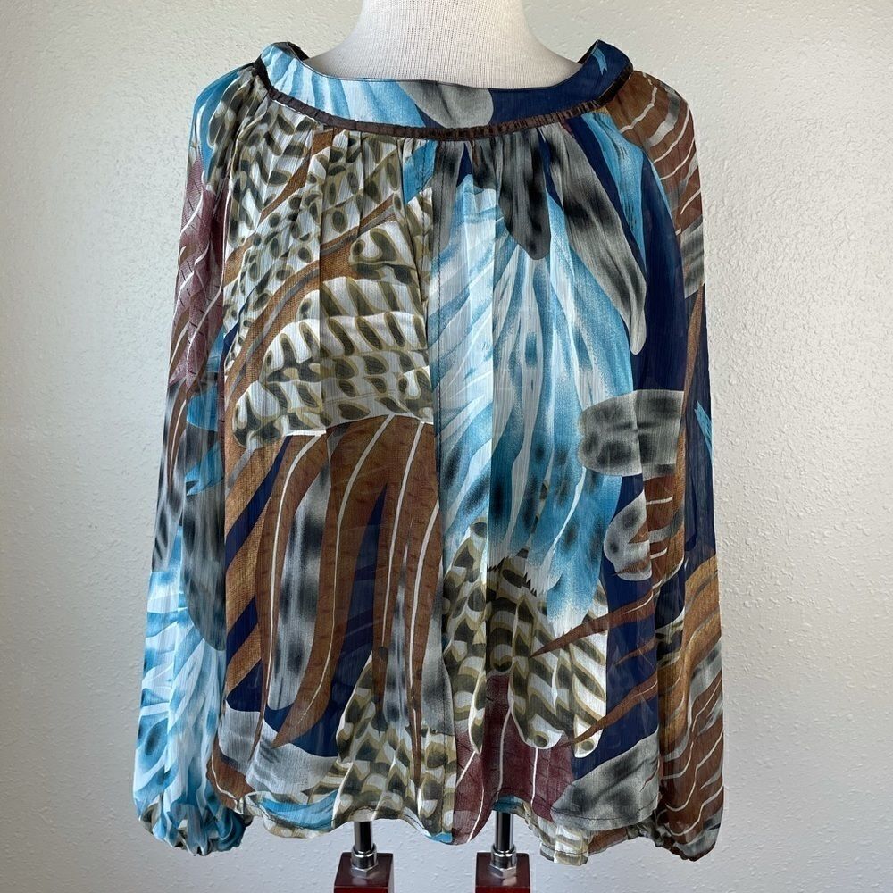 NWT Kaelyn Max Long Sleeve Sheer Blouse Top Small